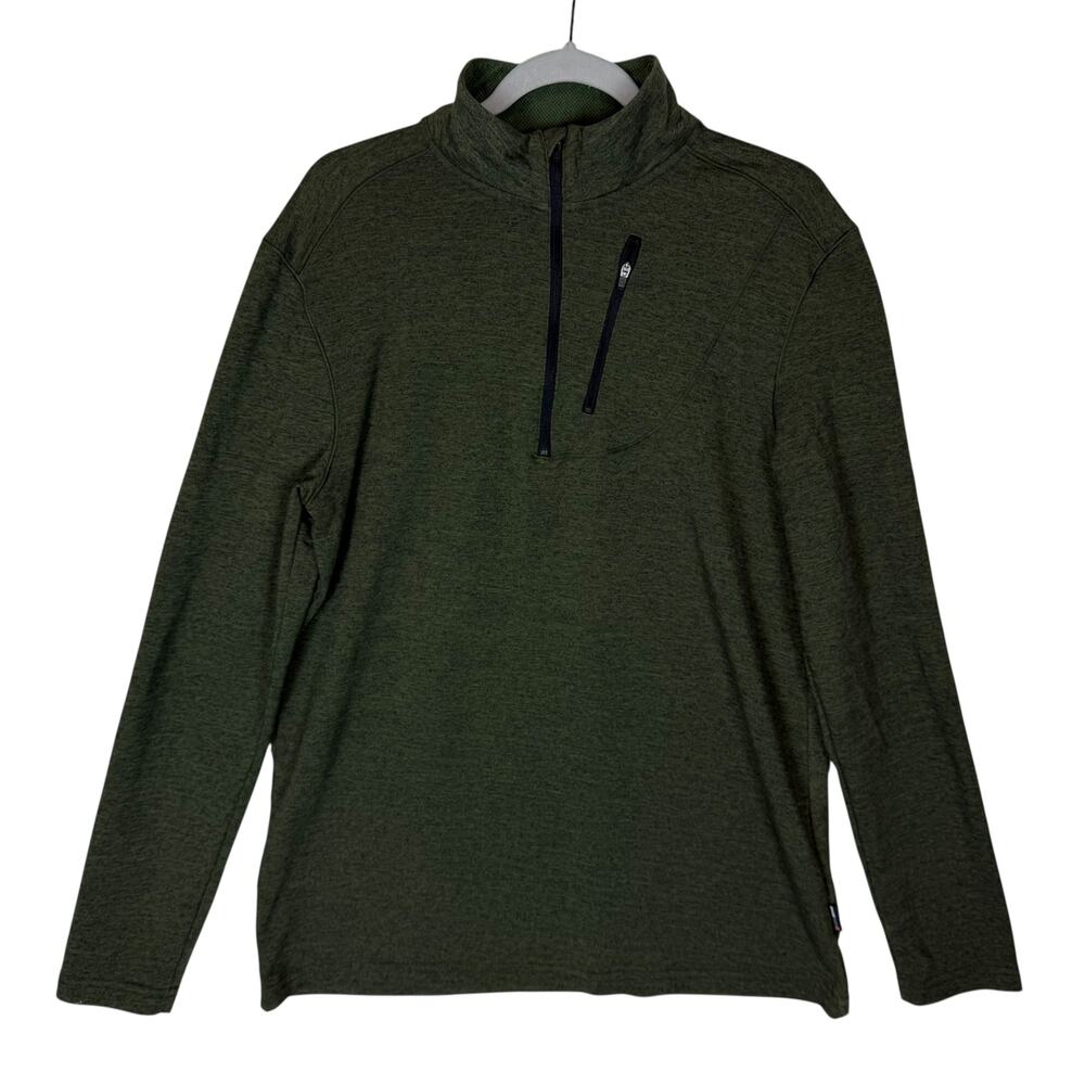 Swiss Tech Jacket Mens Medium‎ Green Stretch Quarter Zip Mock Neck Performance